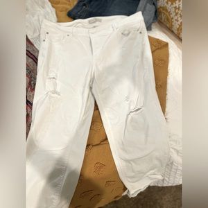 White distressed pants.